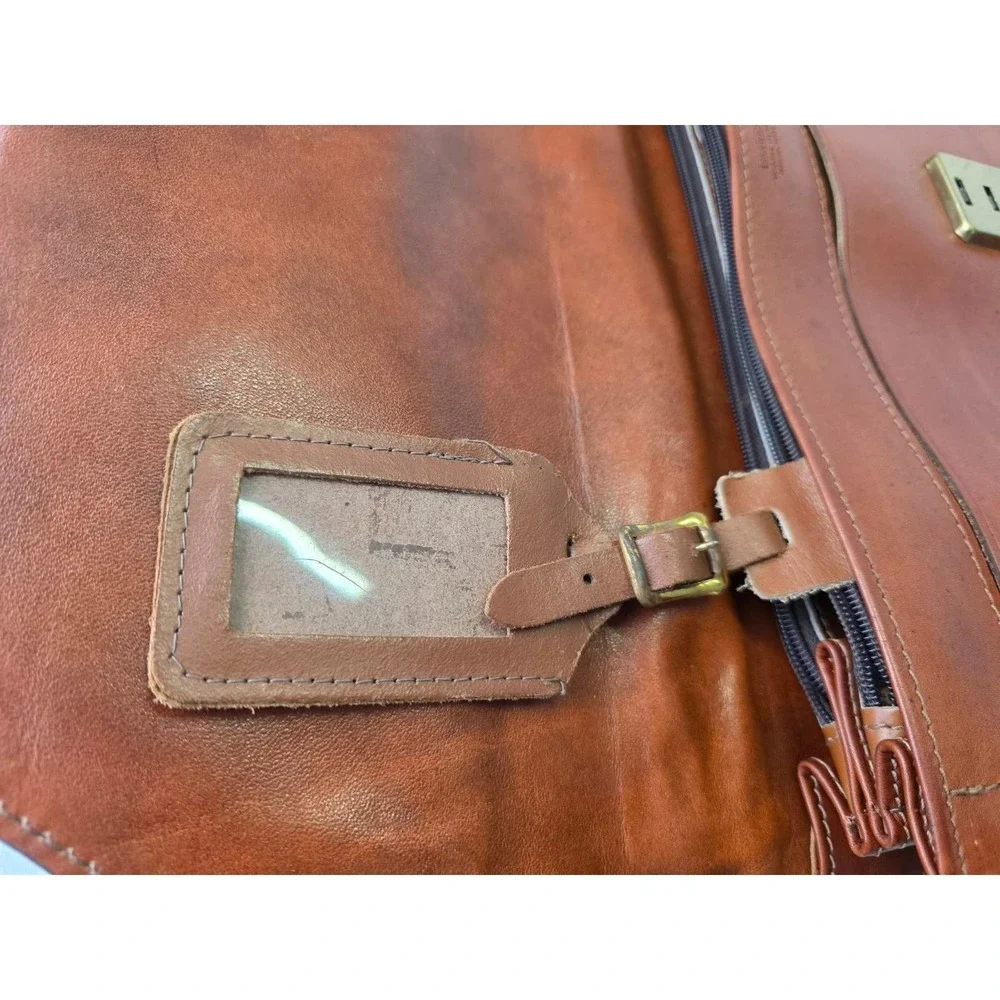 Vintage RENWICK Briefcase Brown Tan Leather Business‎ Bag Canada Rare